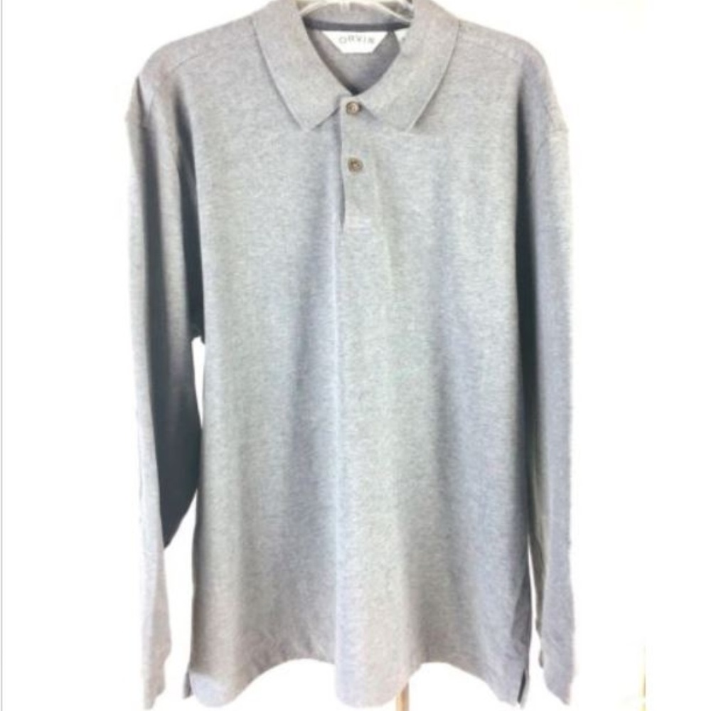 Orvis Men Polo Shirt Long Sleeve Gray Size L